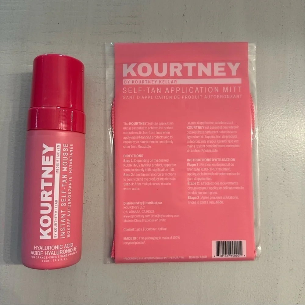 Kourtney Kellar Medium Instant Self-Tan Mousse with Application Mitt NWT